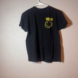 Nirvana Smiley Face Band T Shirt Black Large